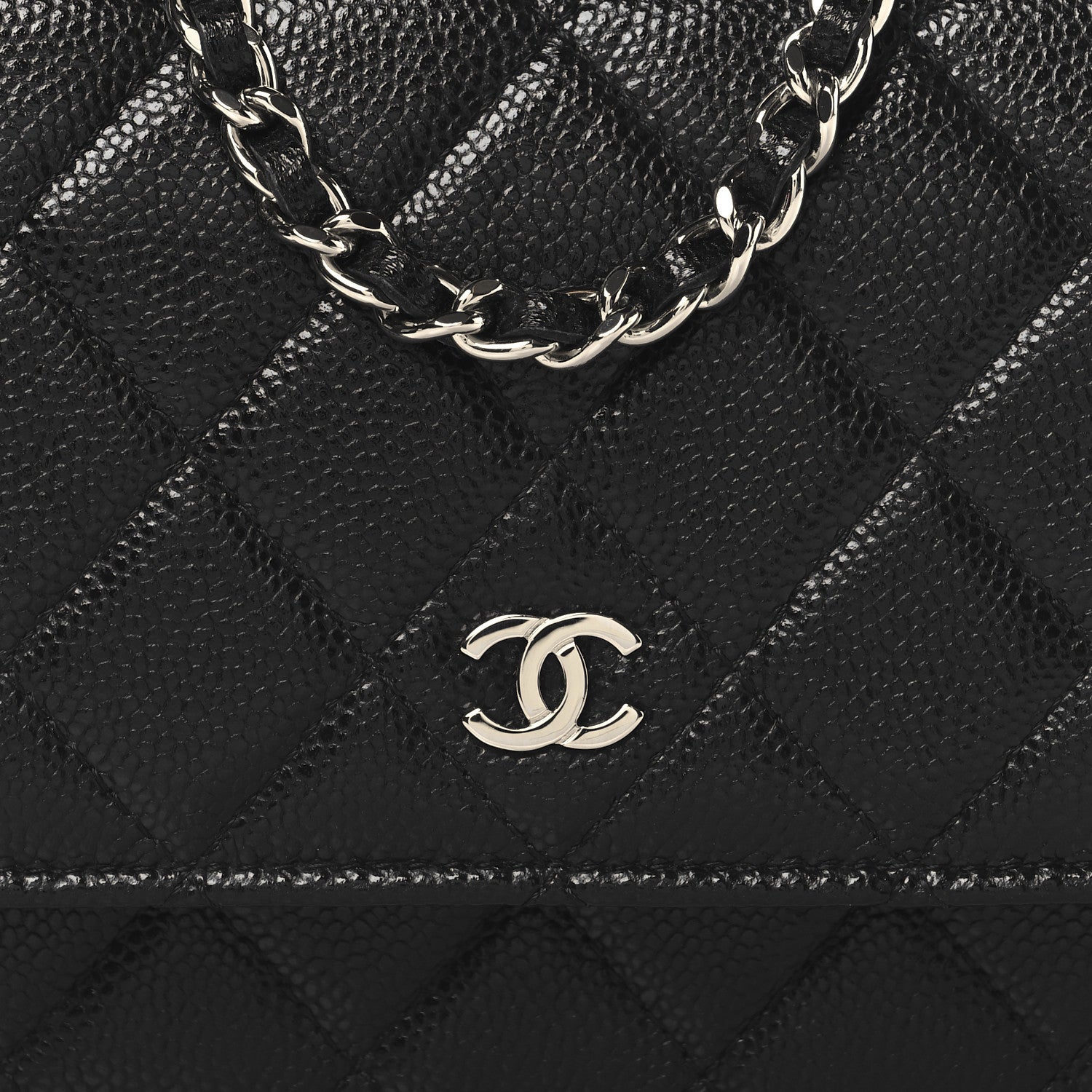 Caviar Quilted Mini Wallet On Chain WOC Black