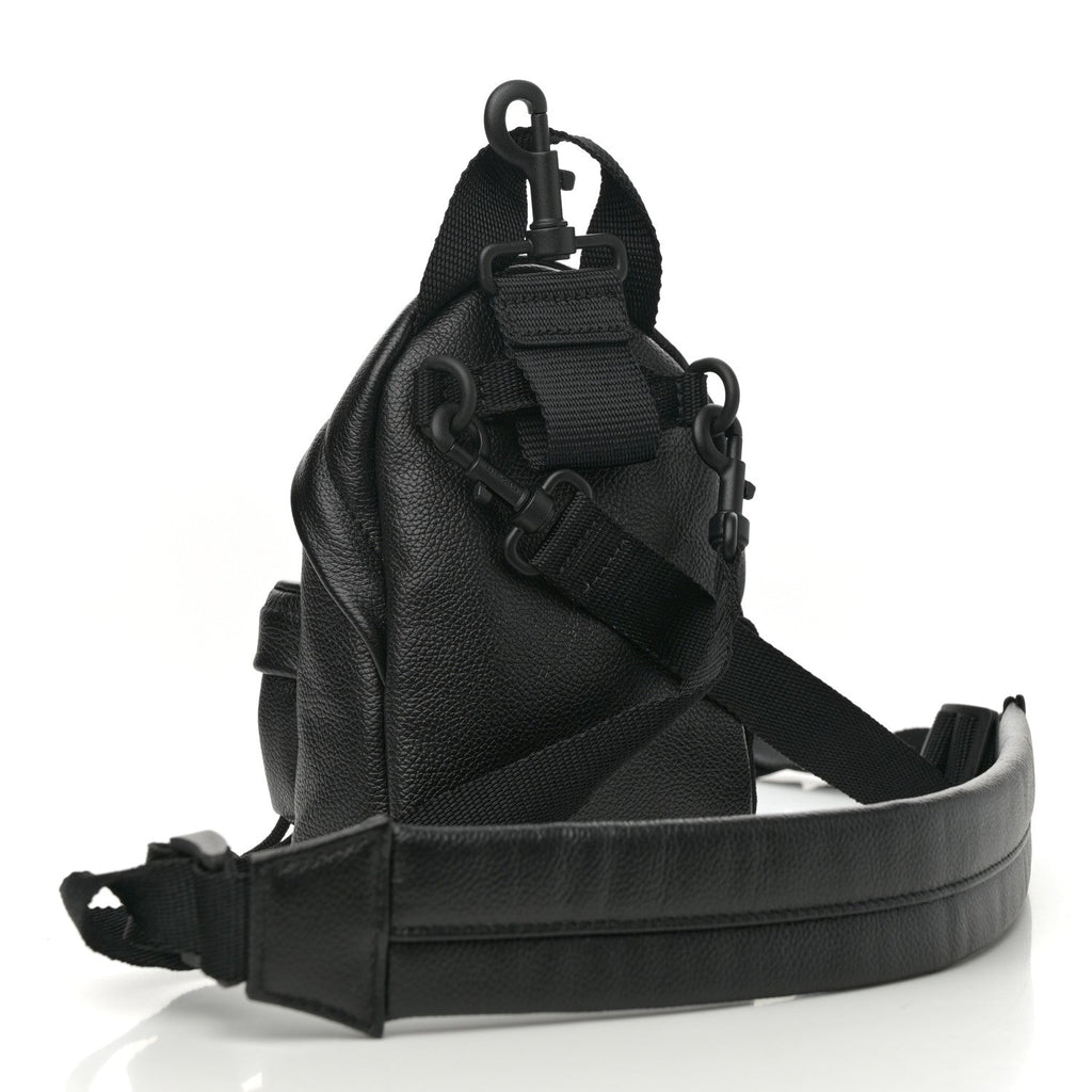 Grained Calfskin Mini Explorer Crossbody Backpack Black