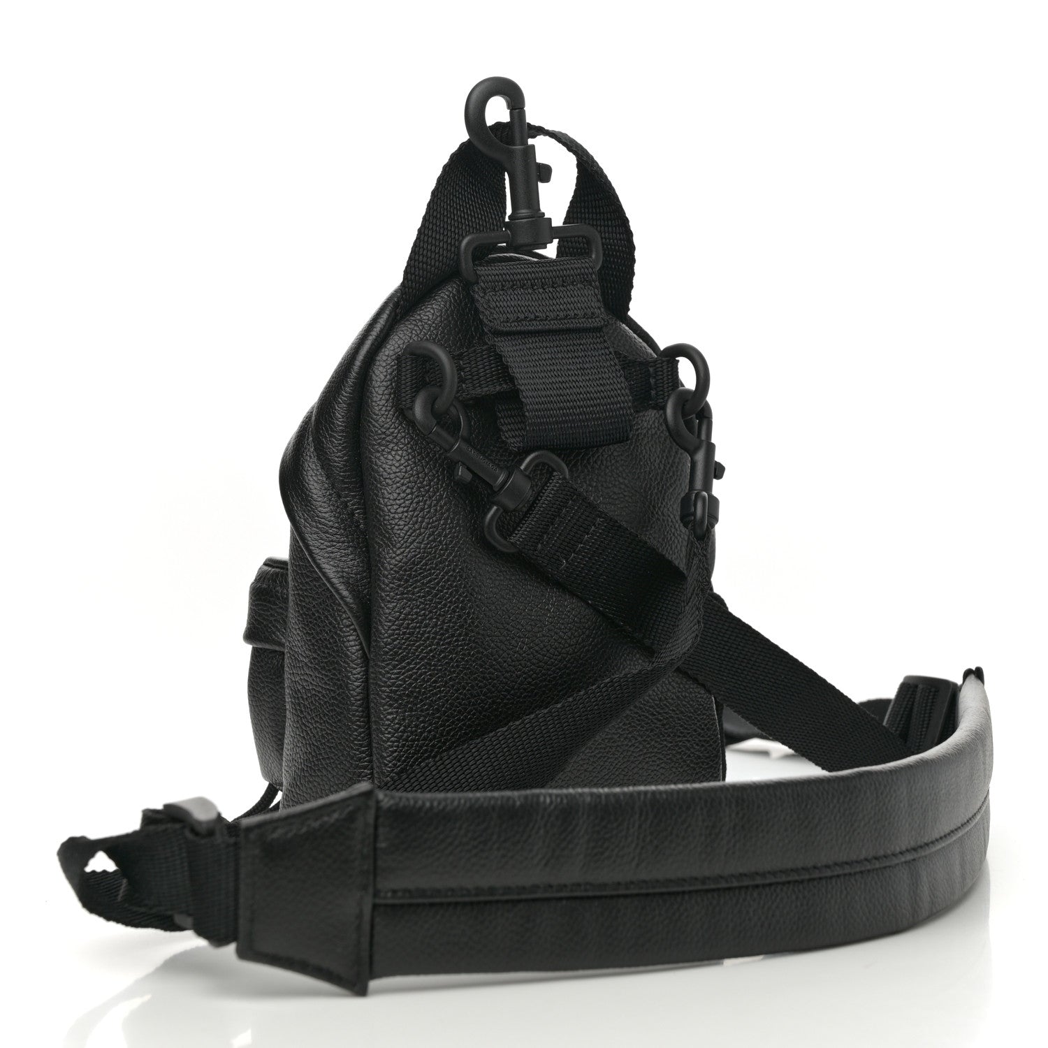 Grained Calfskin Mini Explorer Crossbody Backpack Black