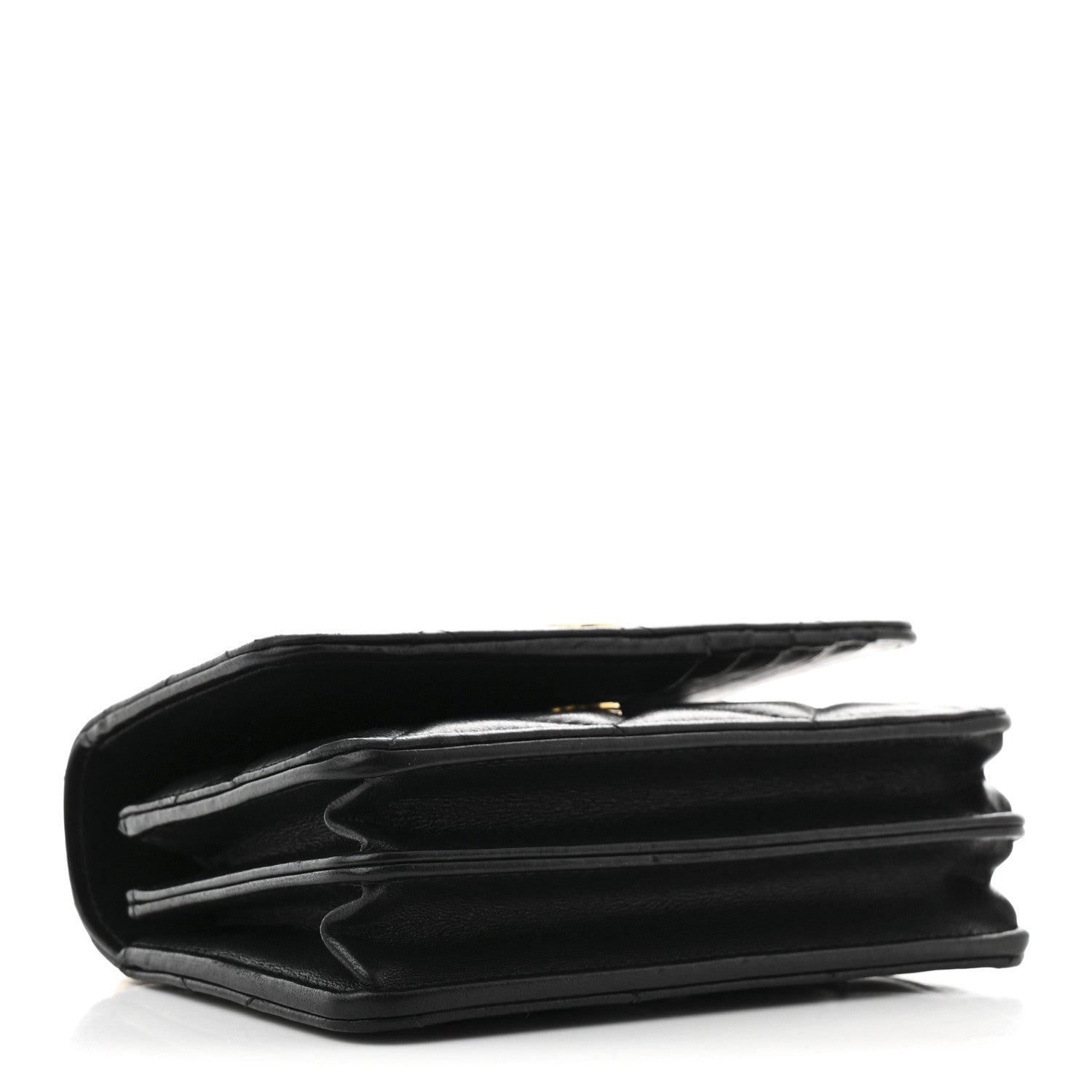 Lambskin Enamel Quilted Pending CC Clutch With Chain Black
