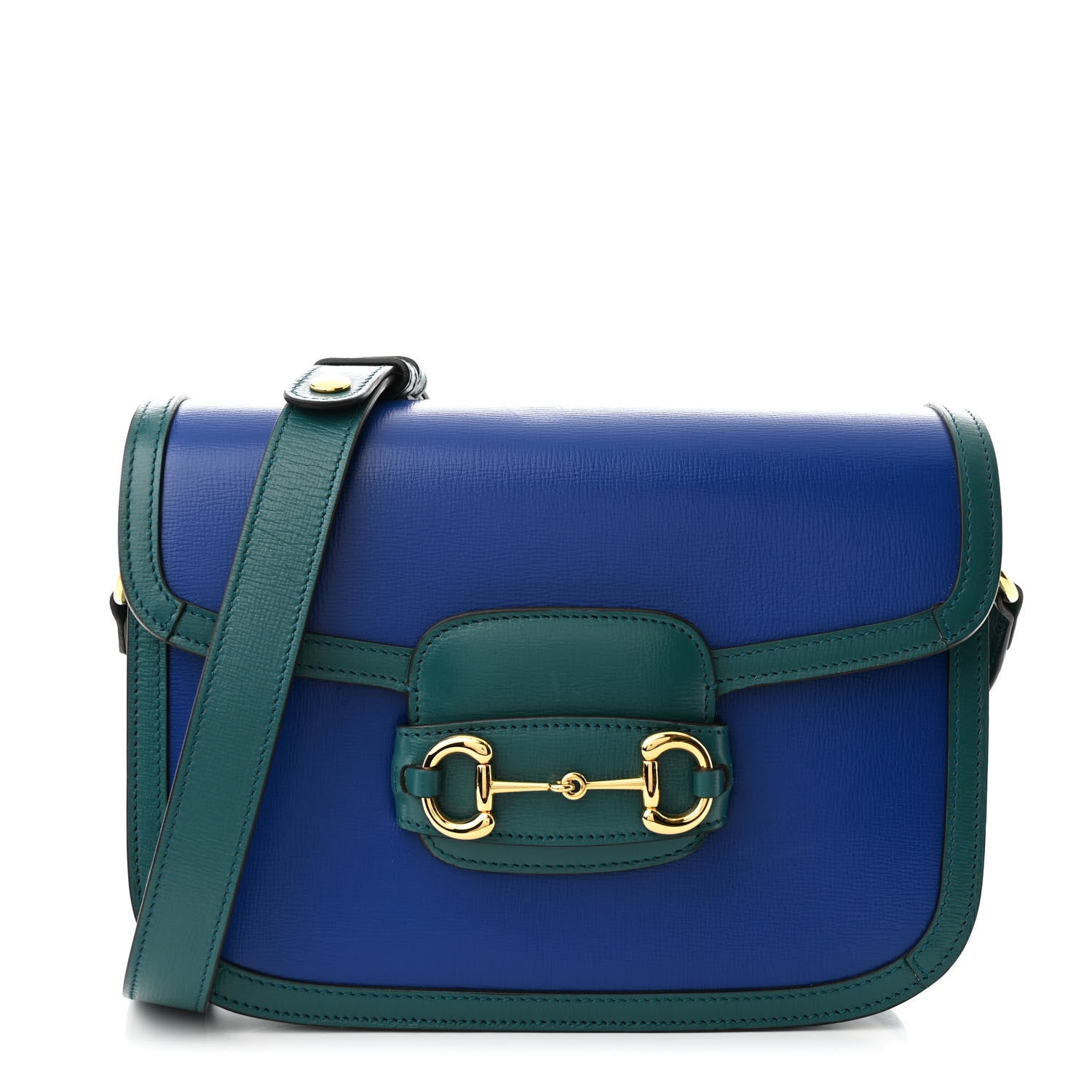Azalea Calfskin Horsebit 1955 Shoulder Bag Imperial Blue Pavone