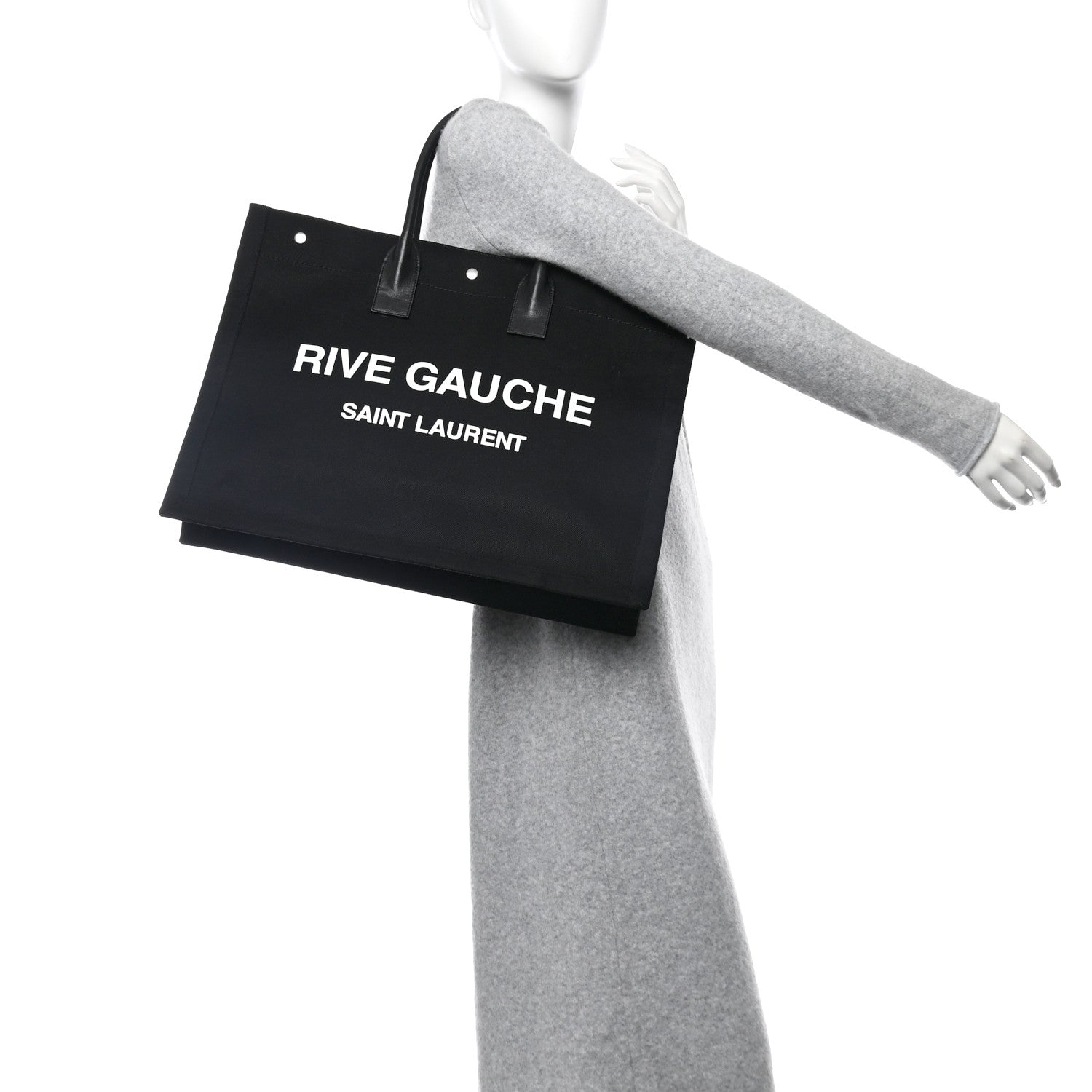 Linen Calfskin Rive Gauche Tote Tote Black