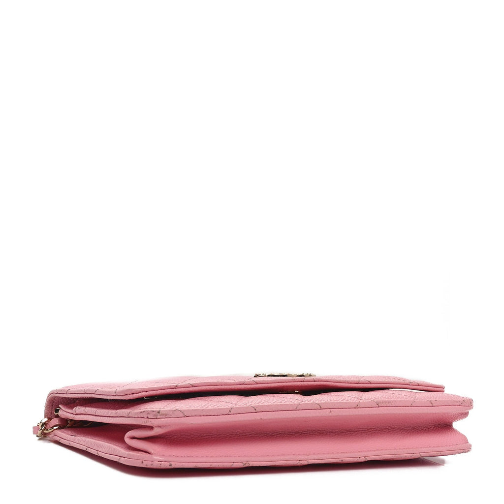 Caviar Quilted Chain CC Wallet On Chain WOC Pink