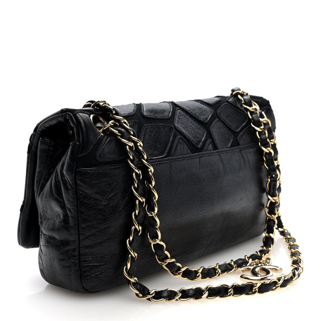 Lambskin Jersey Scales Flap Black