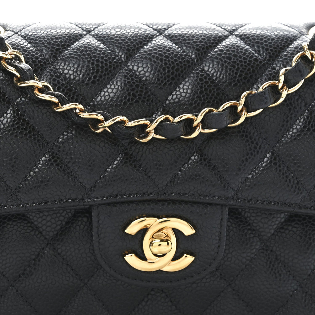 Caviar Quilted Small Double Flap Black