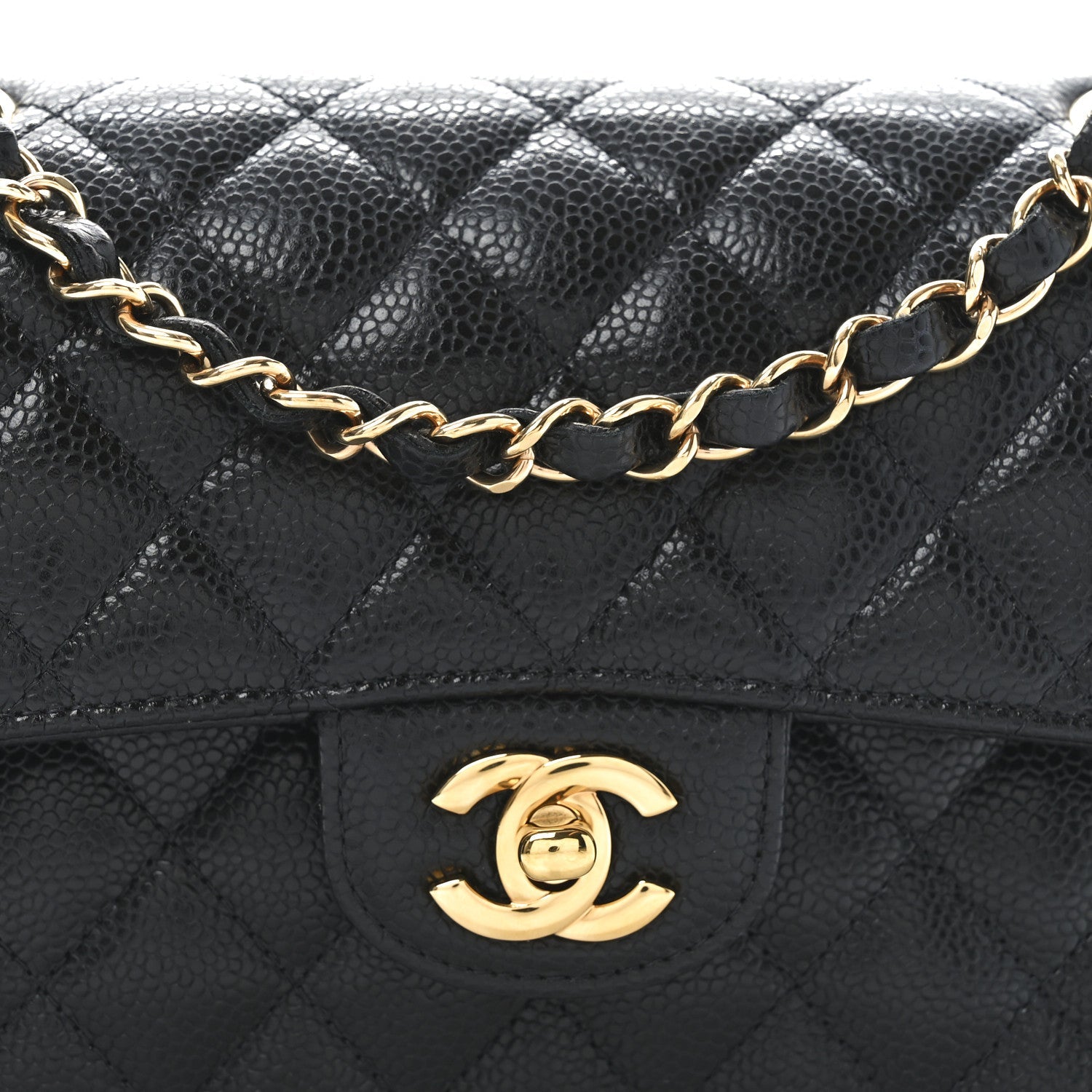 Caviar Quilted Small Double Flap Black