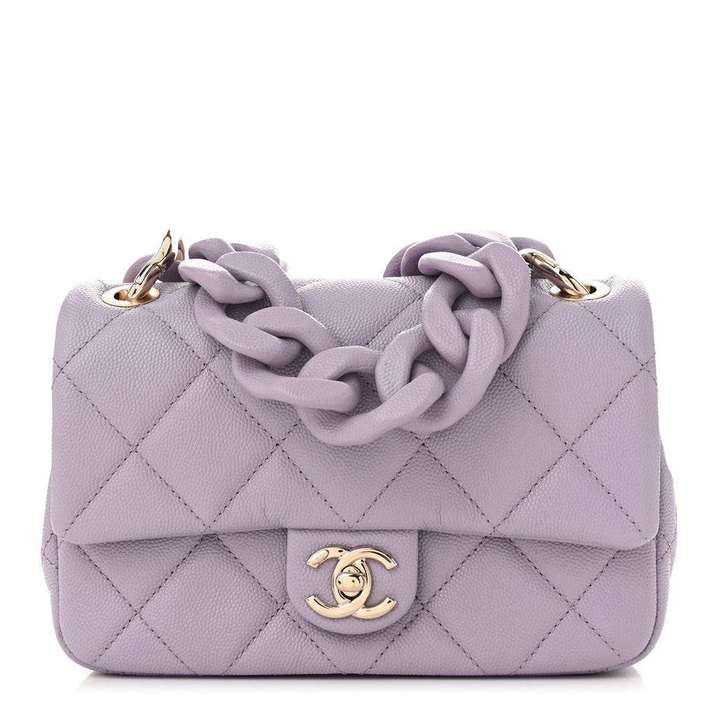 Caviar Quilted Funky Match Mini Flap Light Purple
