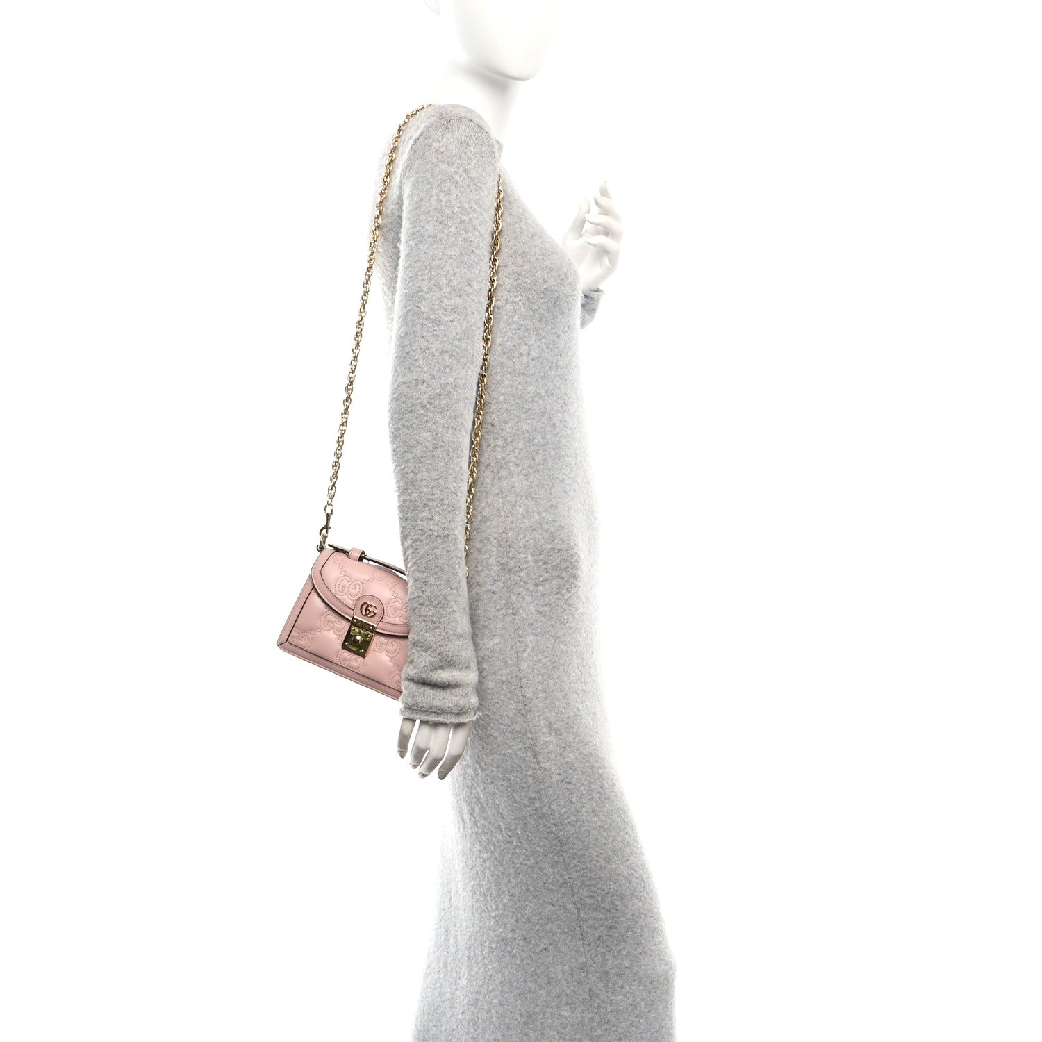 Calfskin GG Matelasse Mini Top Handle Shoulder Bag Perfect Pink Natural