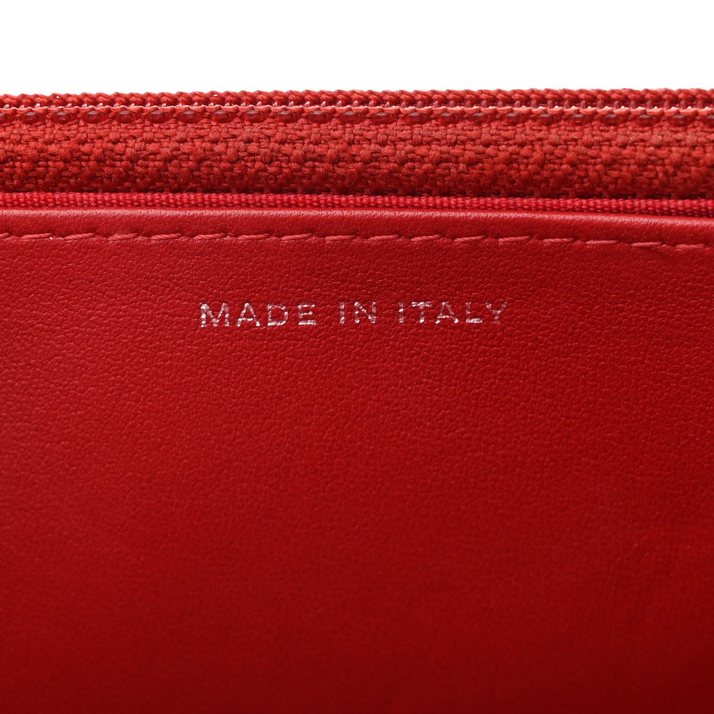 Lambskin Quilted CC Crossing Wallet On Chain WOC Red