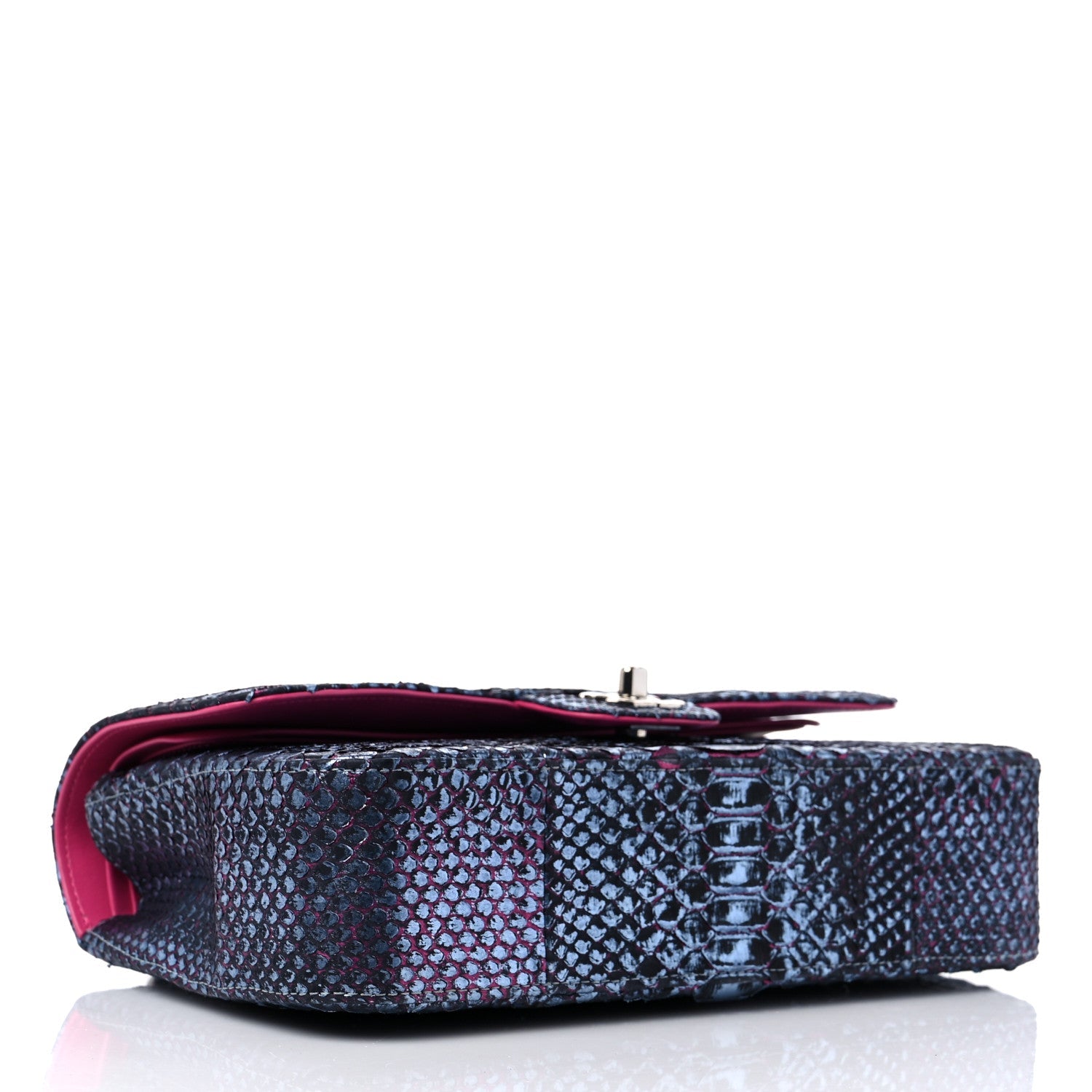 Metallic Snakeskin Medium Double Flap Blue Pink