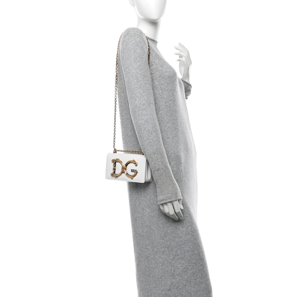 Nappa DG Girls Phone Shoulder Bag White