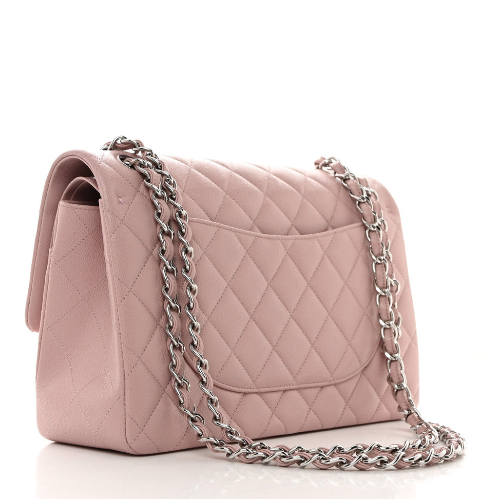 Caviar Quilted Jumbo Double Flap Light Purple