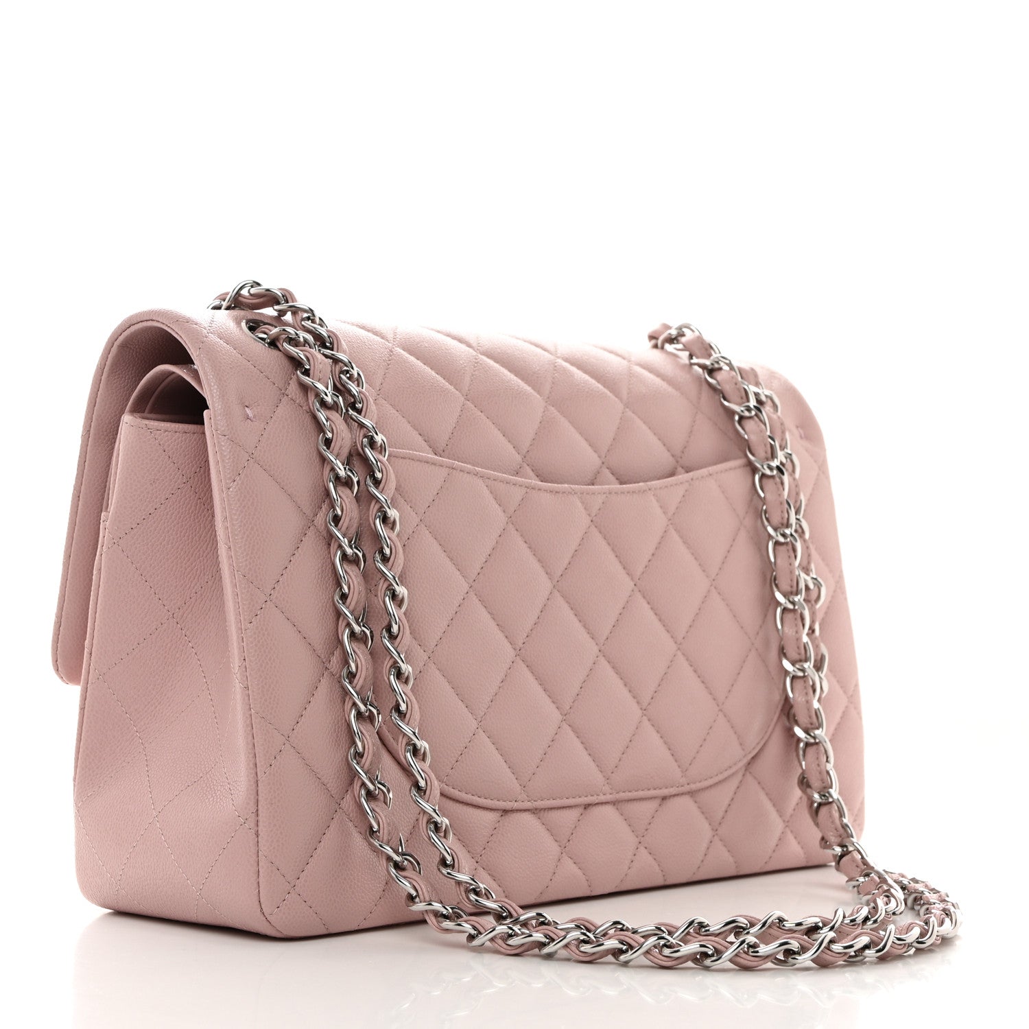 Caviar Quilted Jumbo Double Flap Light Purple