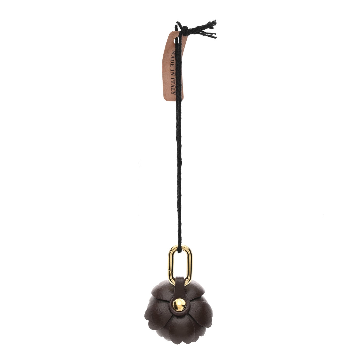 Calfskin Flower Bag Charm Beige Brown