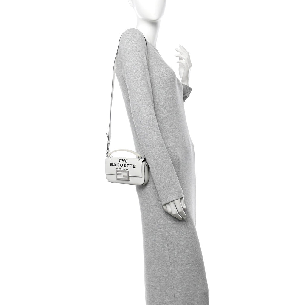 X MARC JACOBS Nappa Logo Phone Baguette White Black