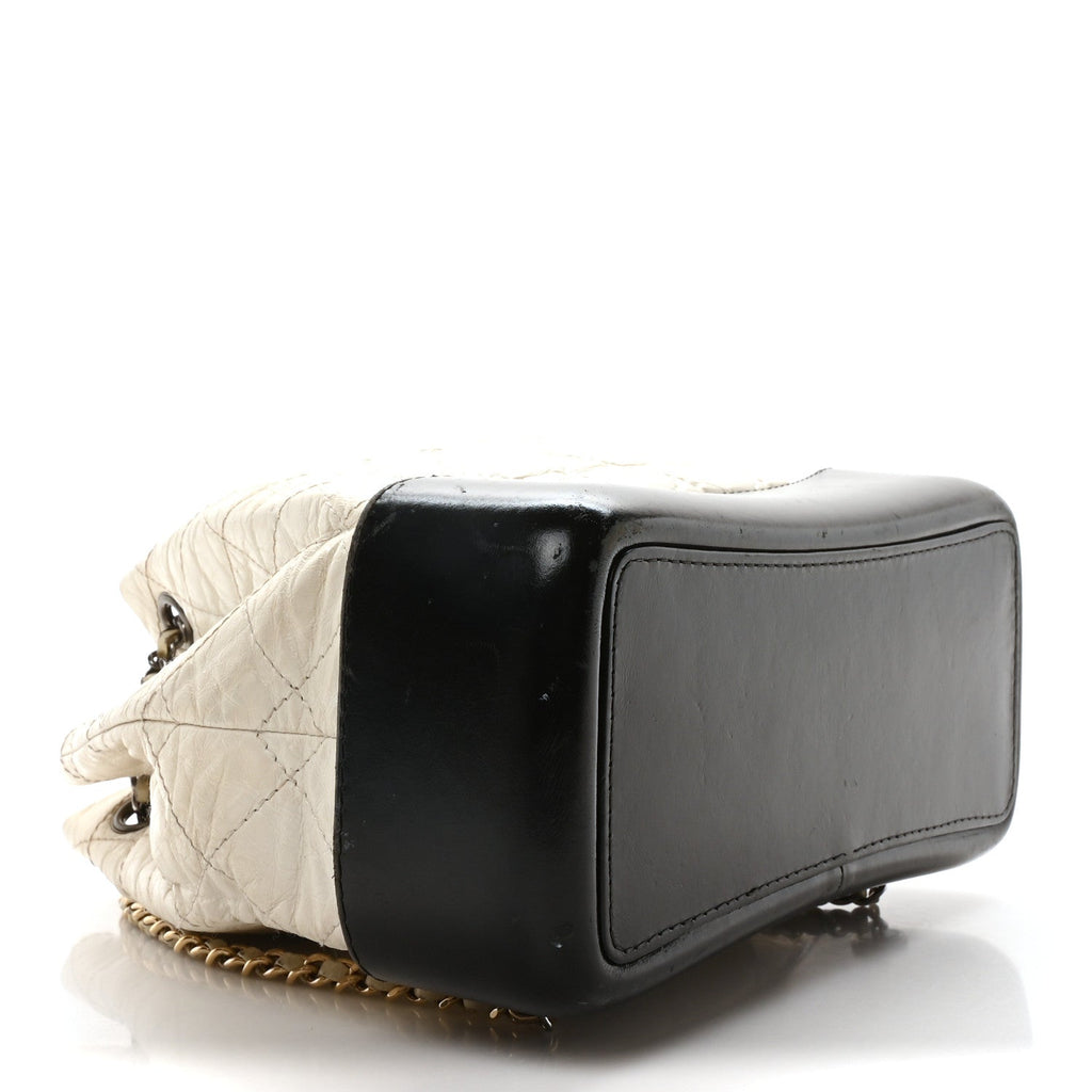Aged Calfskin Quilted Small Gabrielle Backpack Black White