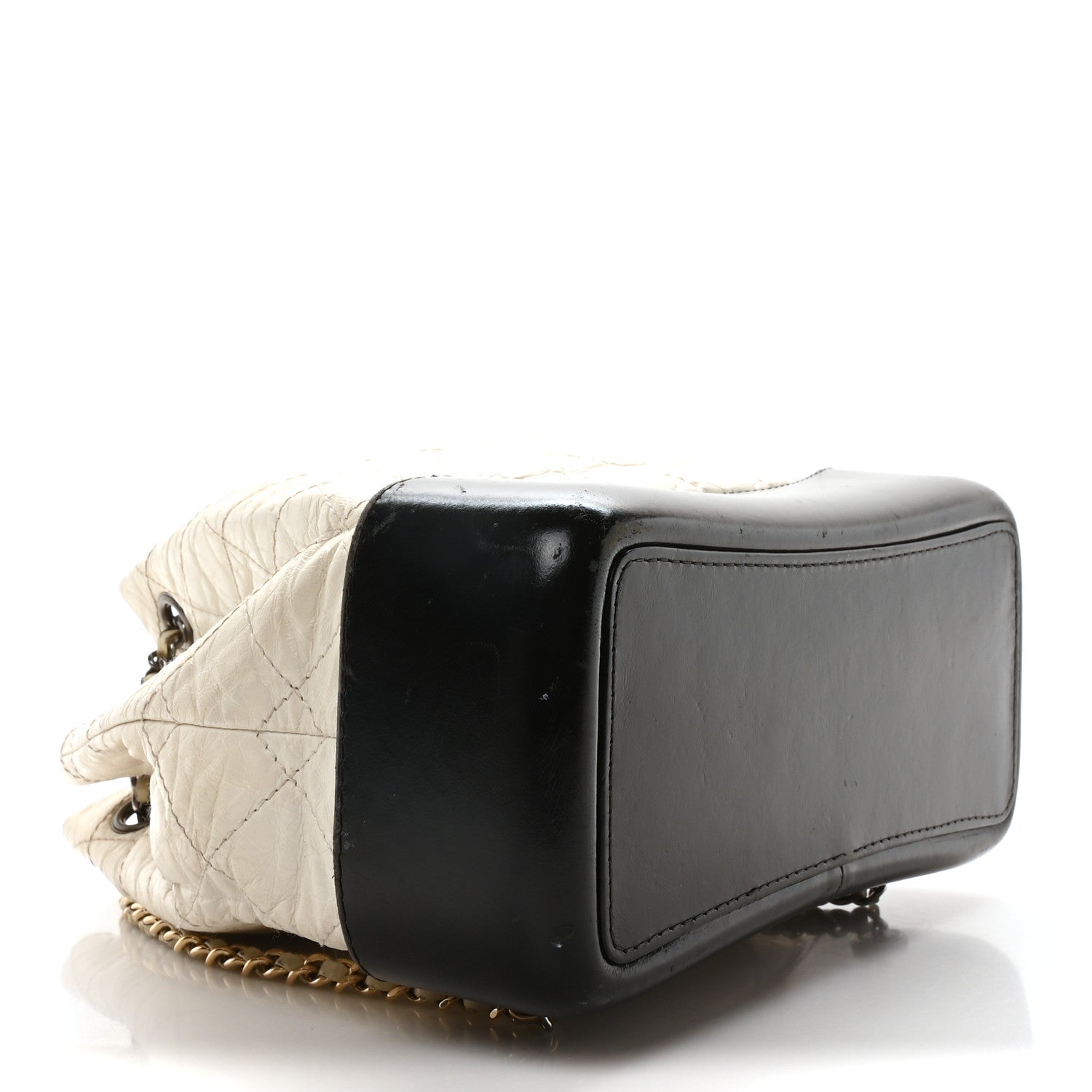 Aged Calfskin Quilted Small Gabrielle Backpack Black White