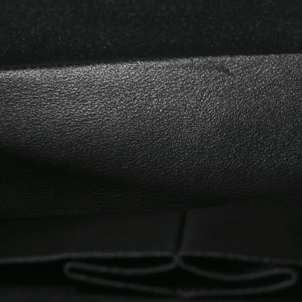 Shiny Crumpled Calfskin Quilted Small Double Flap So Black