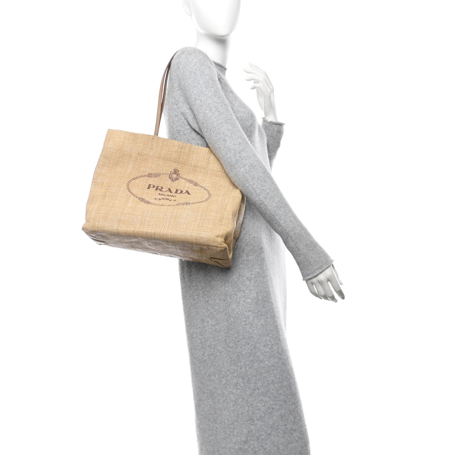 Raffia Logo Tote Naturale