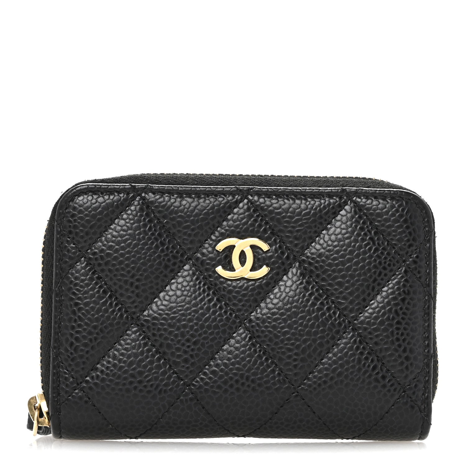 Caviar Quilted Zip Coin Purse Black