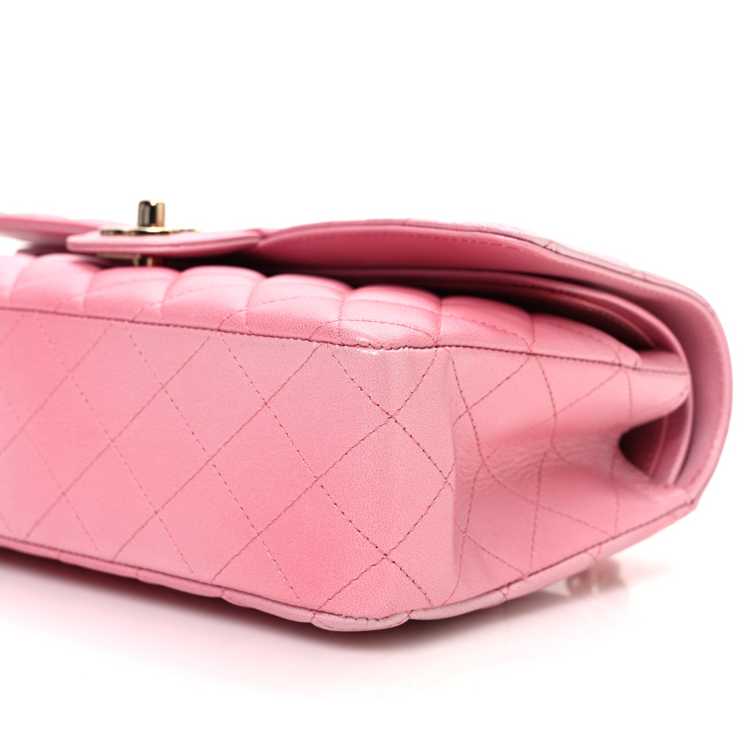 Metallic Goatskin Ombre Quilted Medium Double Flap Pink