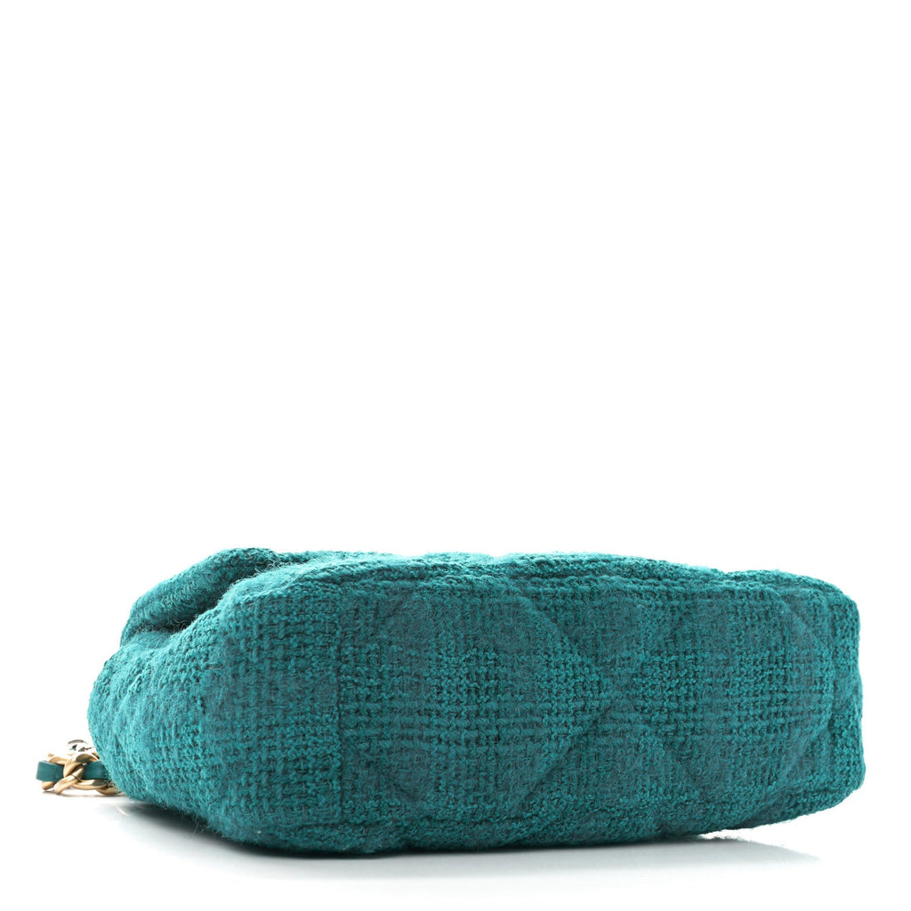 Tweed Quilted Medium Chanel 19 Flap Green