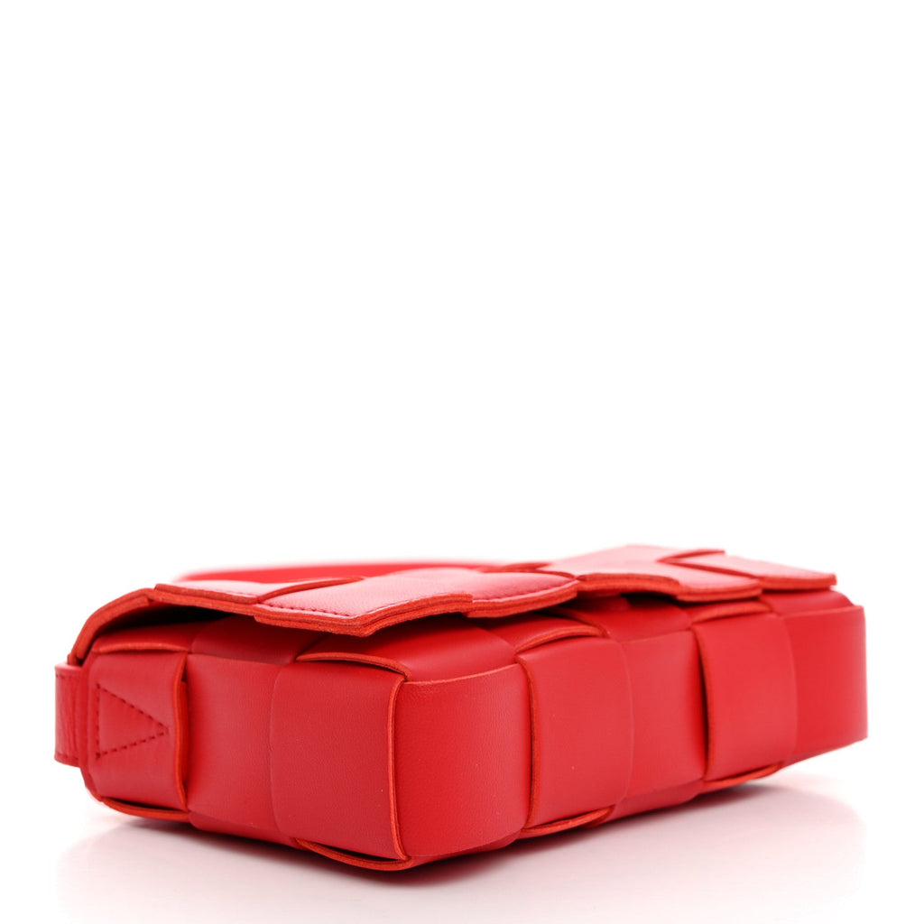 Lambskin Maxi Intrecciato Small Cassette Crossbody Bag Redstone
