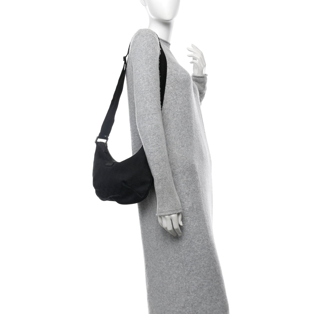 Monogram Medium Half Moon Hobo Black