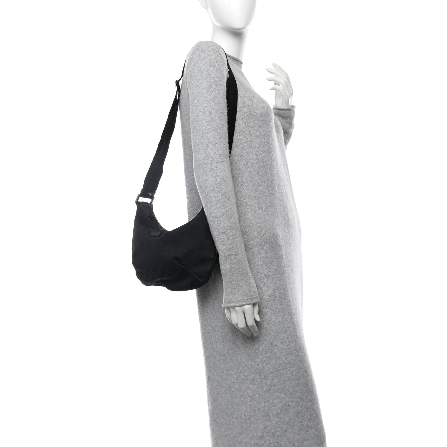 Monogram Medium Half Moon Hobo Black