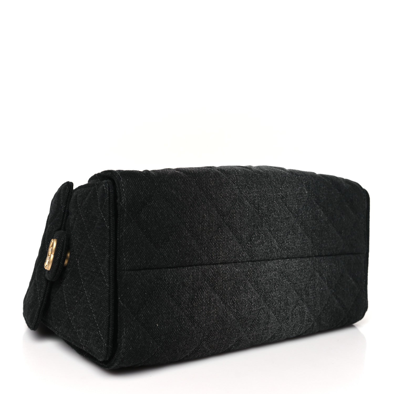 Washed Denim Quilted Small Chanel 25 Handbag Black