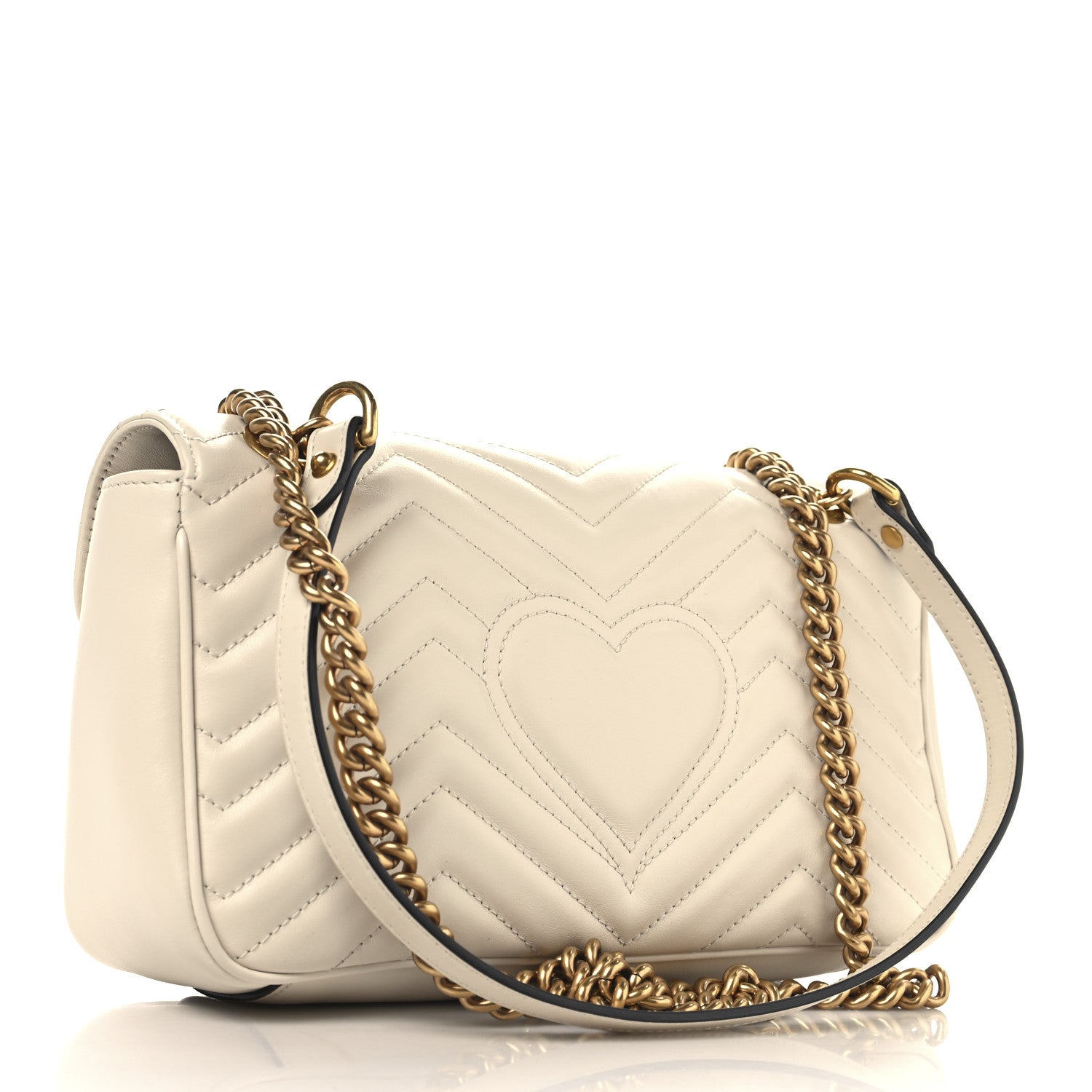 Calfskin Matelasse Small GG Marmont Shoulder Bag White