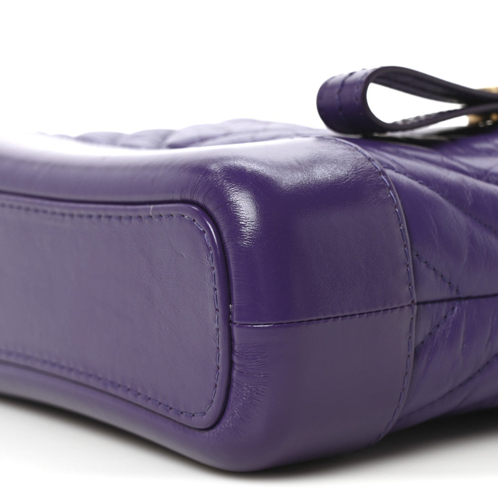 Aged Calfskin Chevron Quilted Small Gabrielle Hobo Purple
