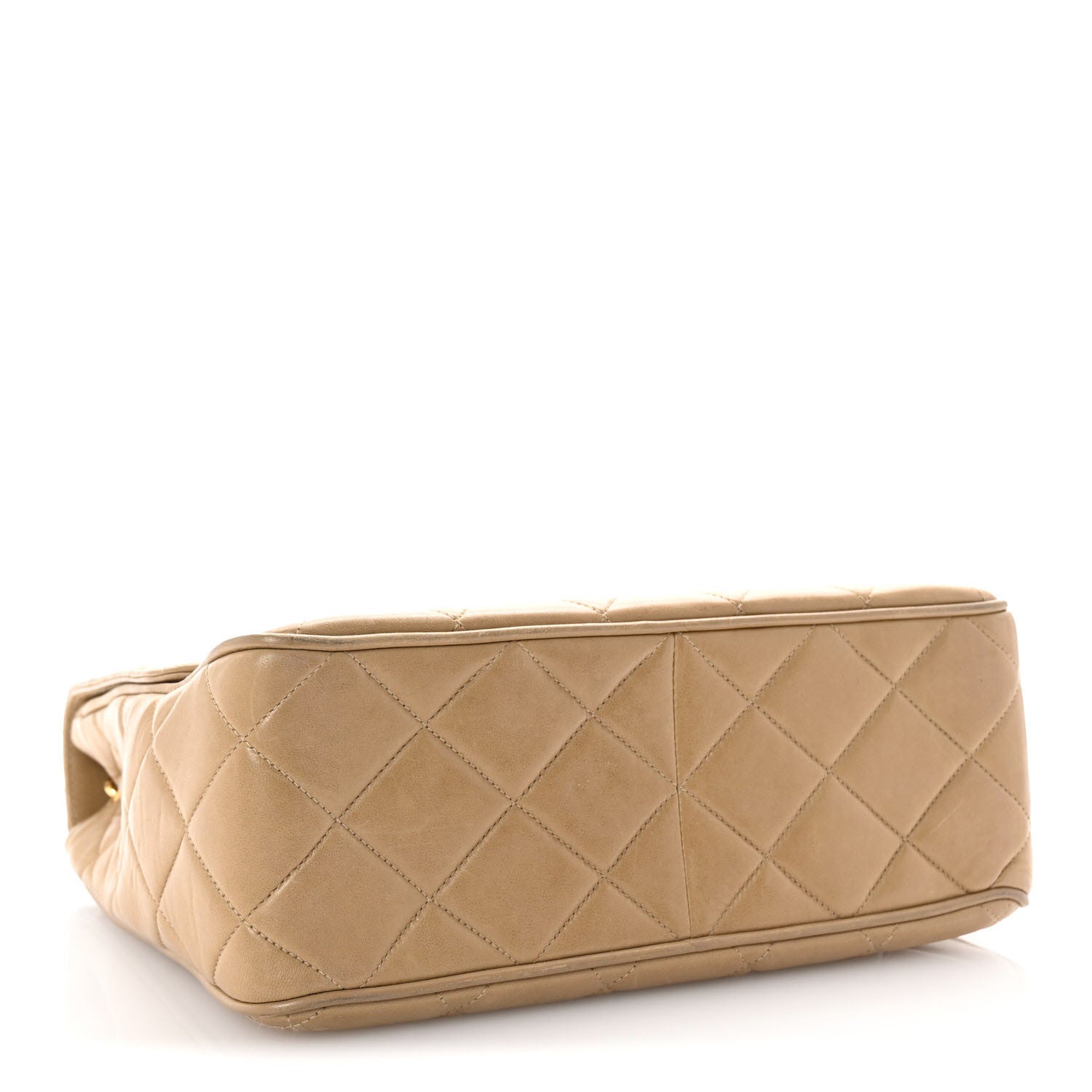 Lambskin Quilted Medium Square Flap Bag Beige