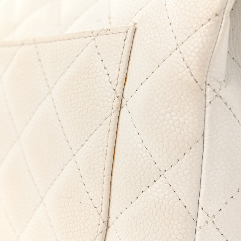 Caviar Jumbo Single Flap White