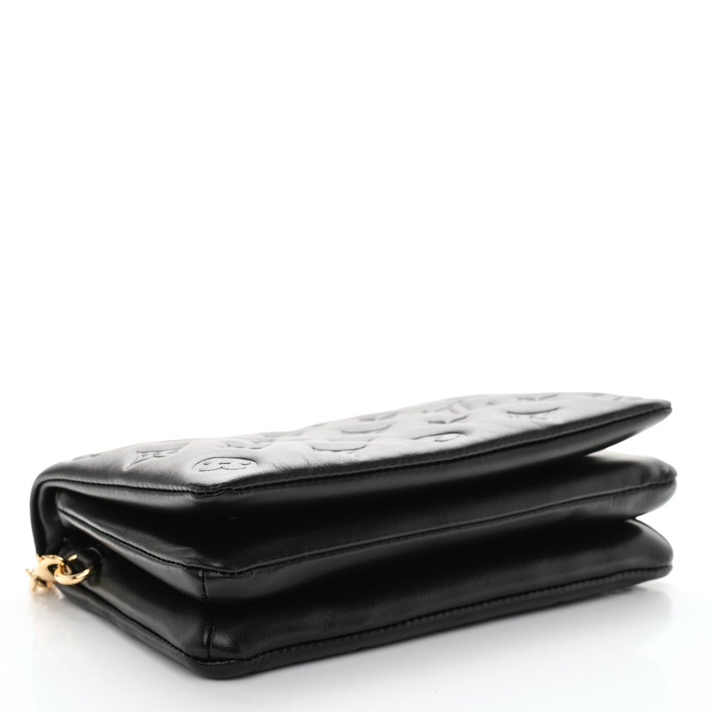 Lambskin Embossed Monogram Pochette Coussin Black