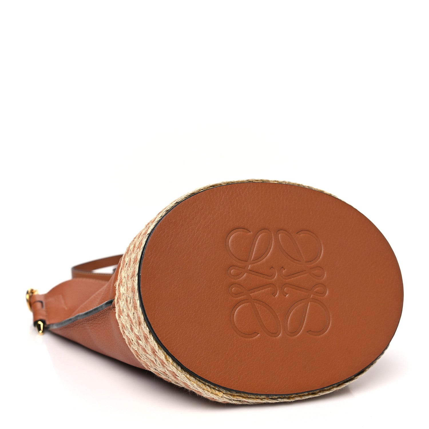 Calfskin Raffia Gate Bucket Bag Tan