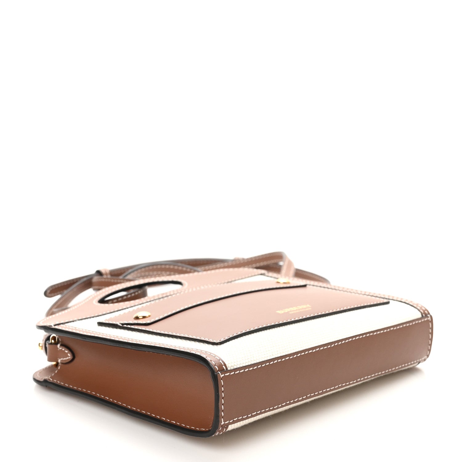 Smooth Calfskin Canvas Two Tone Micro Pocket Bag Malt Brown Tan