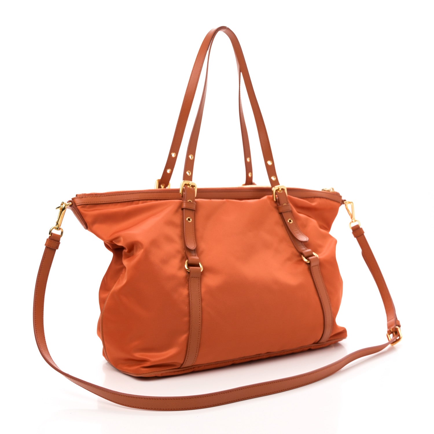 Tessuto Nylon Saffiano Tote Papaya