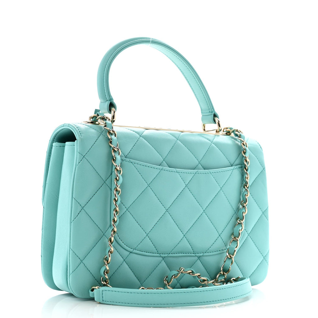 Lambskin Quilted Small Trendy CC Dual Handle Flap Bag Blue