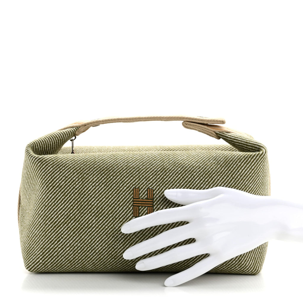Wool Large Bride-A-Brac H Natte Pouch Vert Foret