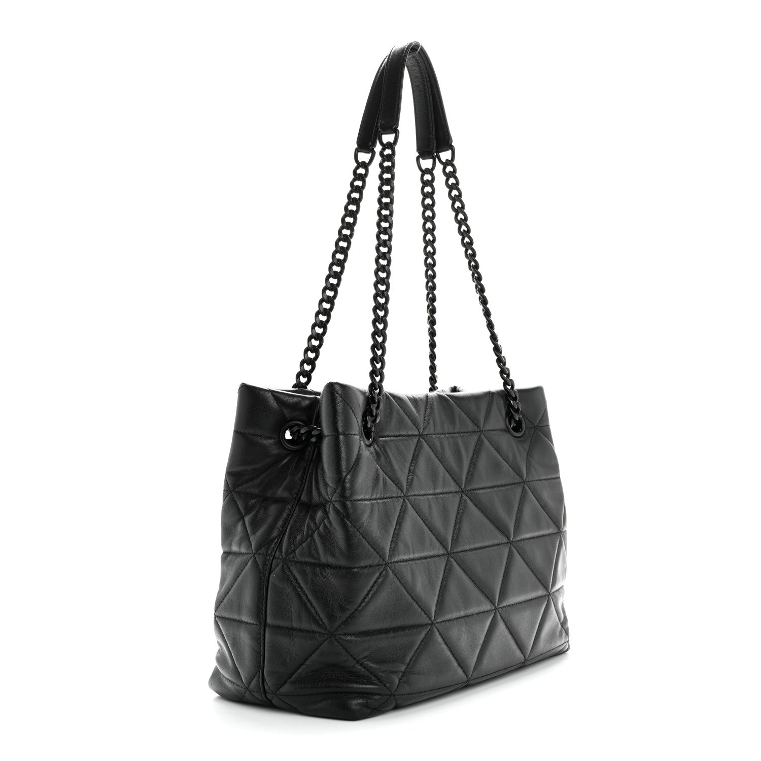 Nappa Quilted Monochrome Chain Tote Bag Black
