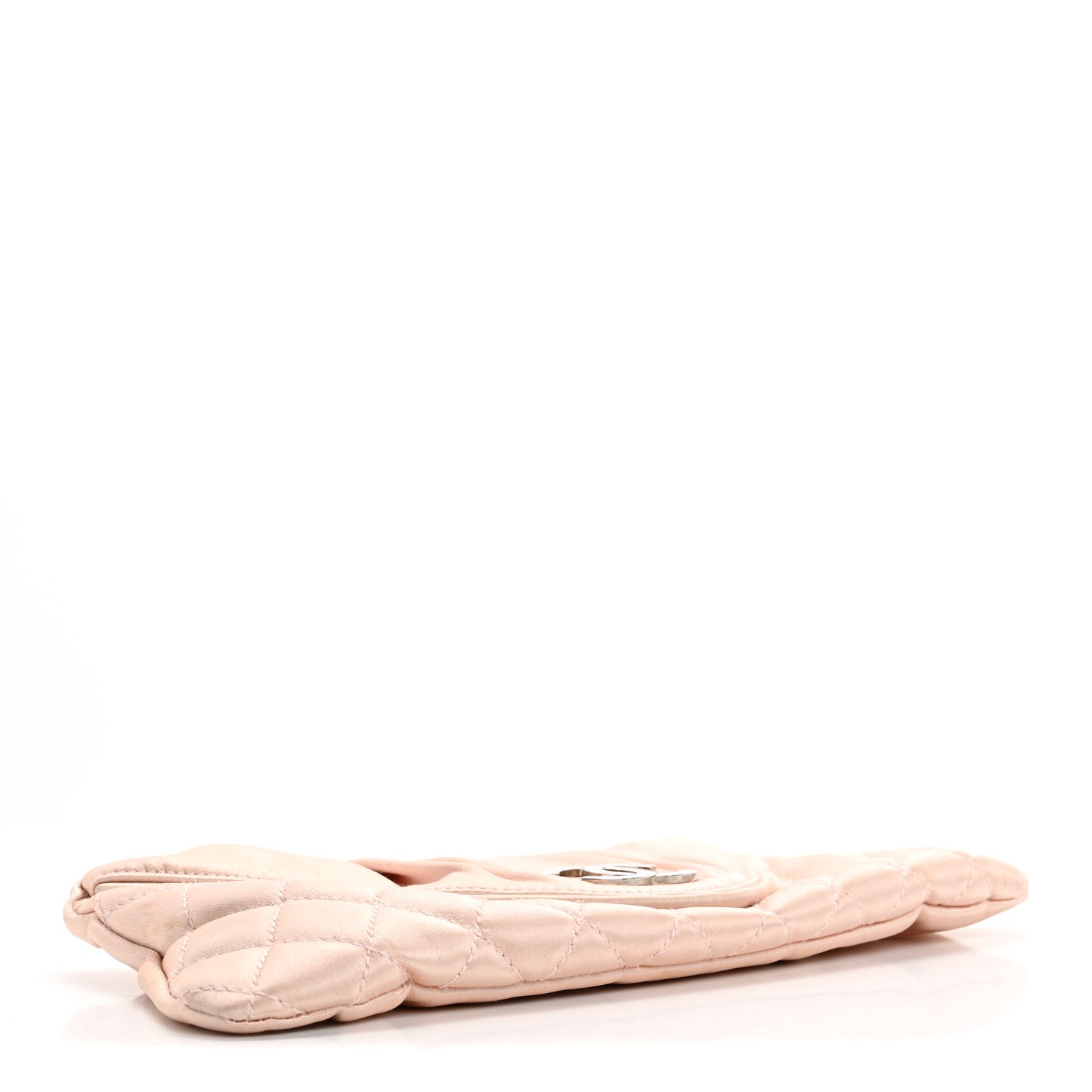Satin Quilted Flap Clutch Pink