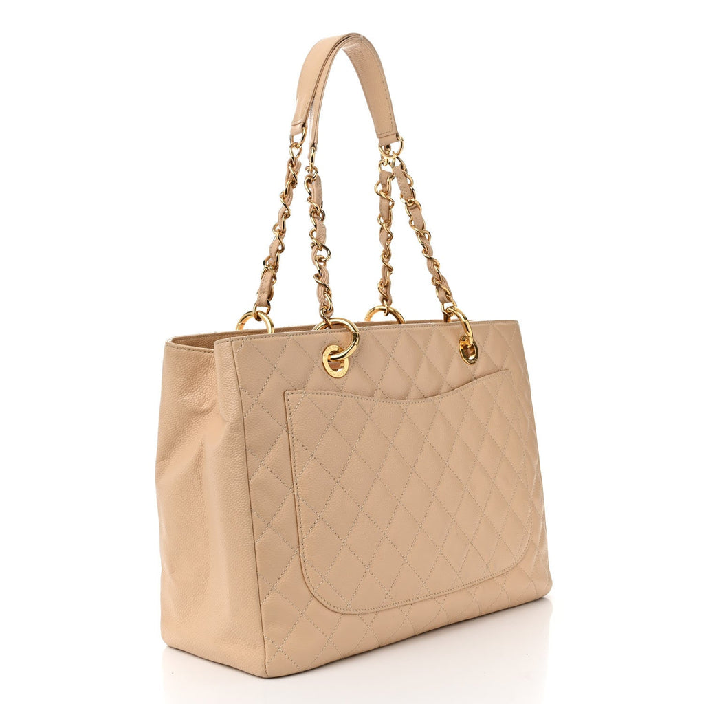 Caviar Quilted Grand Shopping Tote GST Beige Clair