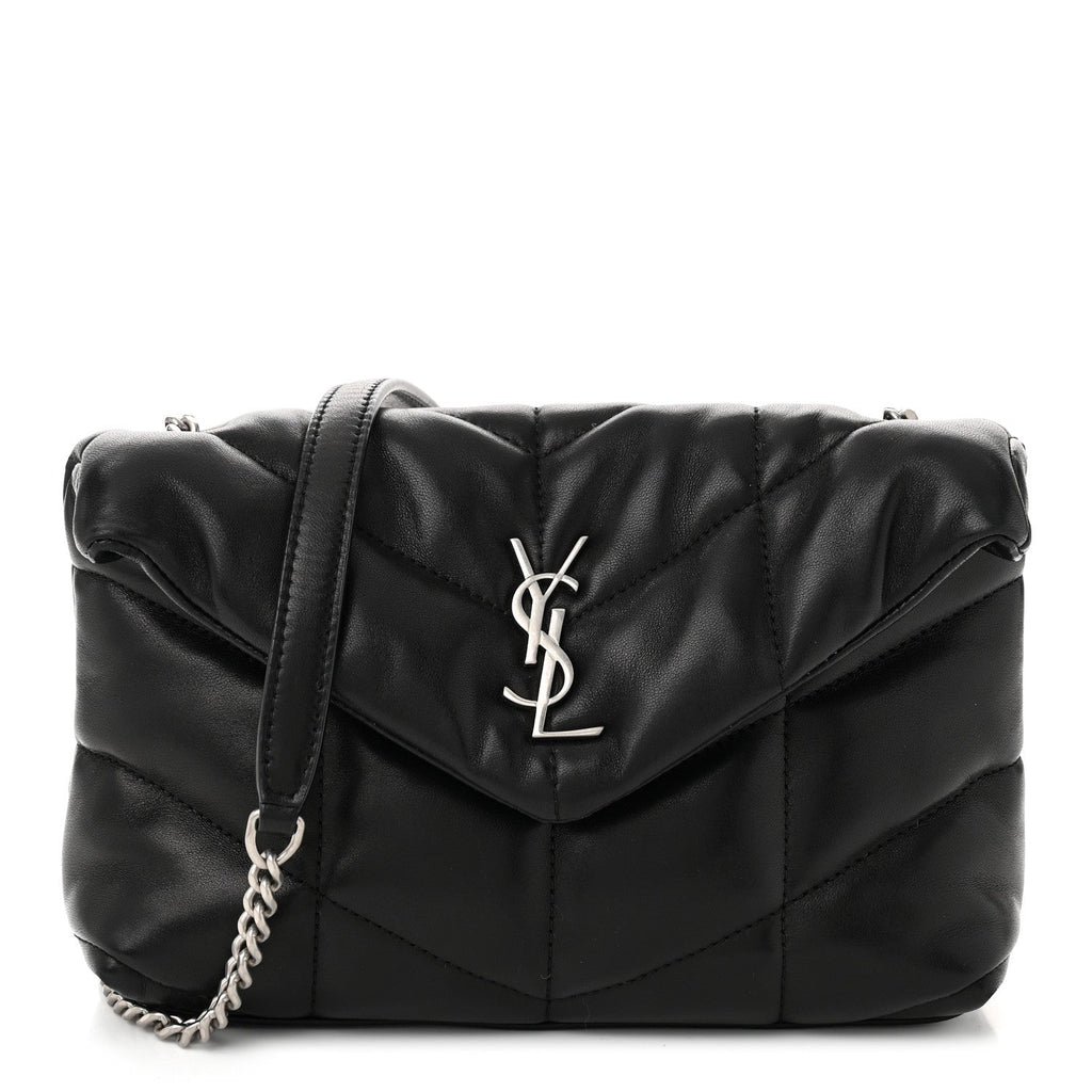 Lambskin Quilted Toy Loulou Puffer Monogram Chain Satchel Black