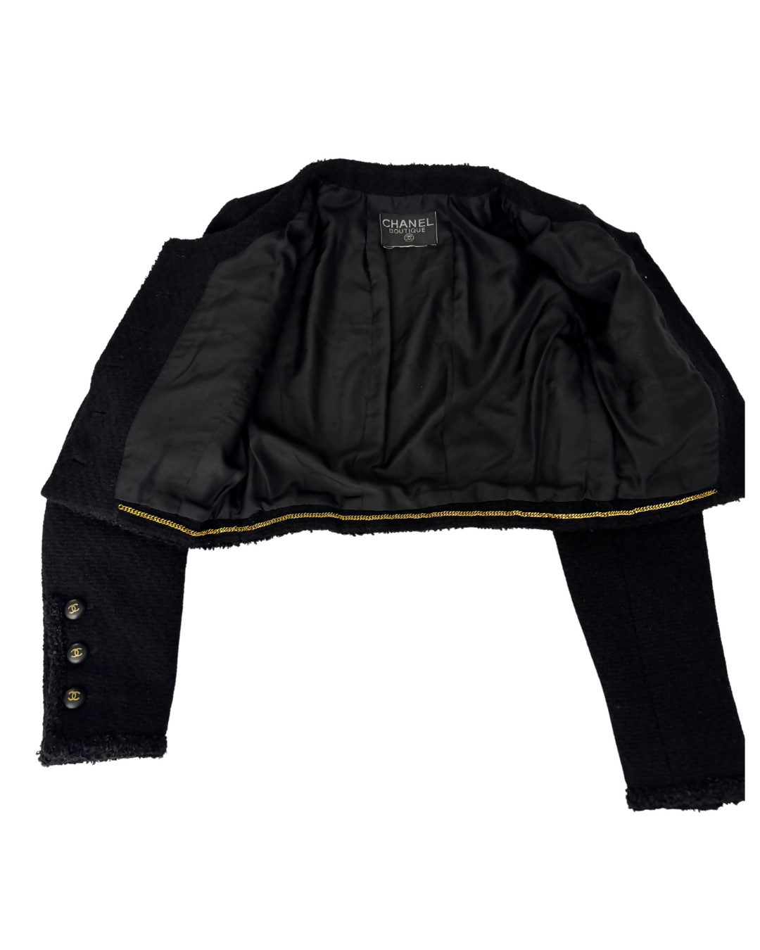 Chanel 95A Black Tweed Cropped Jacket