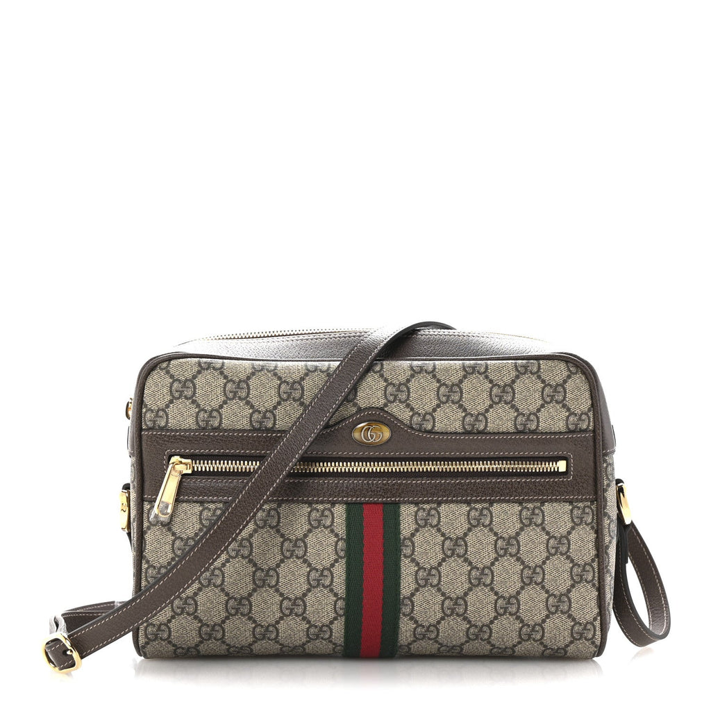 GG Supreme Monogram Web Small Ophidia Shoulder Bag Brown