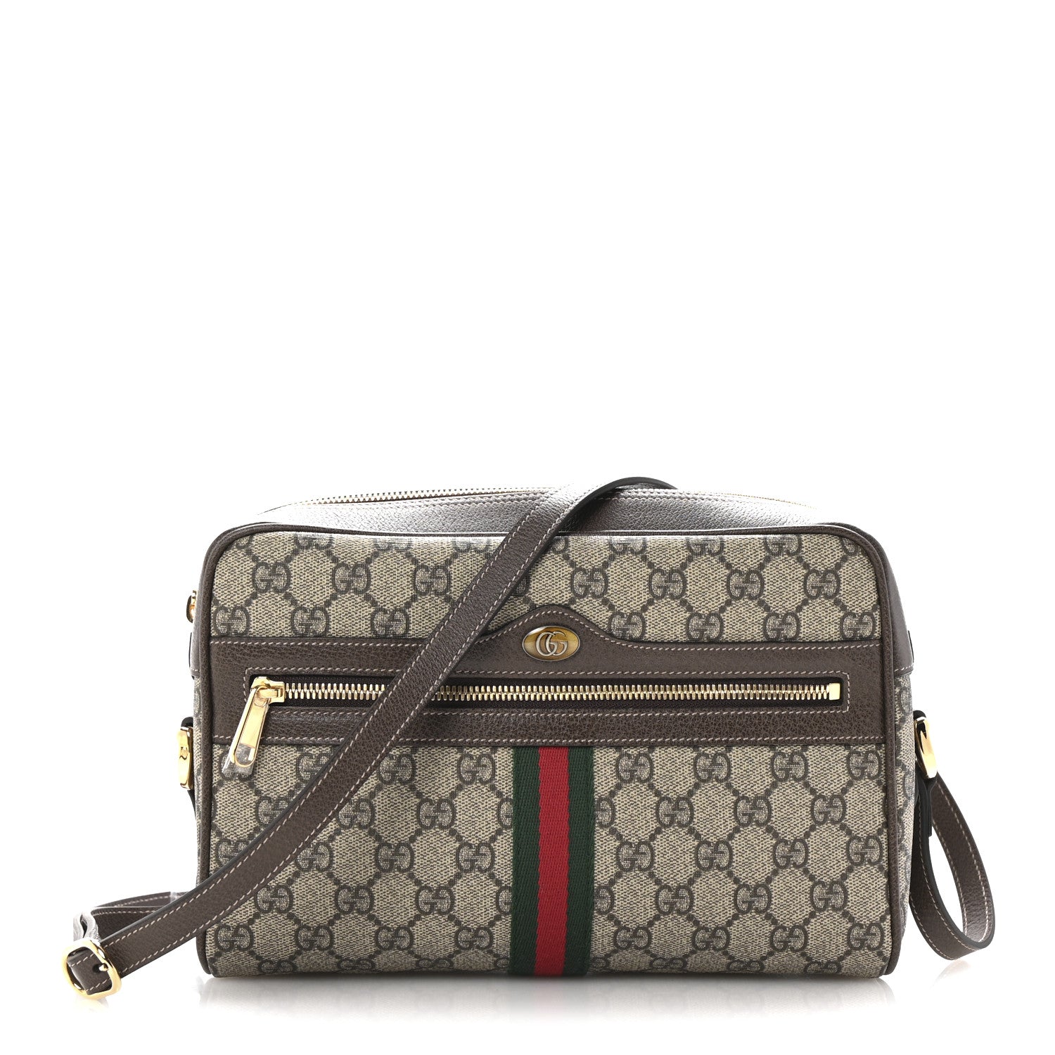GG Supreme Monogram Web Small Ophidia Shoulder Bag Brown