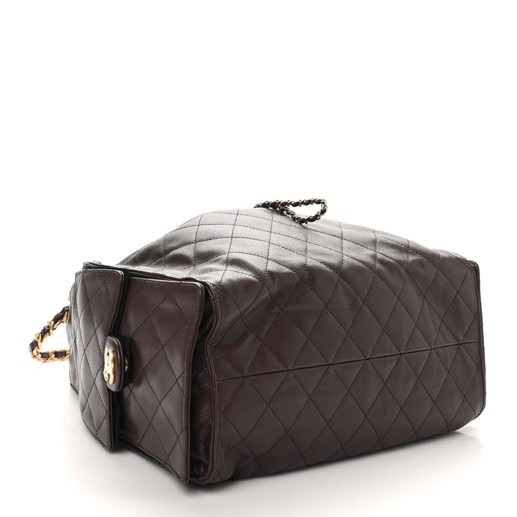 Caviar Quilted Medium Chanel 25 Handbag Dark Brown