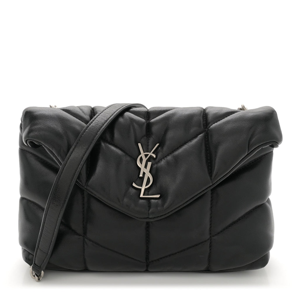 Lambskin Quilted Toy Loulou Puffer Monogram Chain Satchel Black