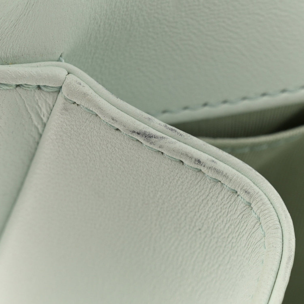 Lambskin Quilted Medium Boy Flap Light Green